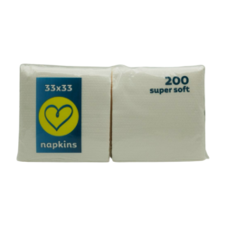 Салфетки 100% целулоза, 33х33 см. 200 бр./пакет