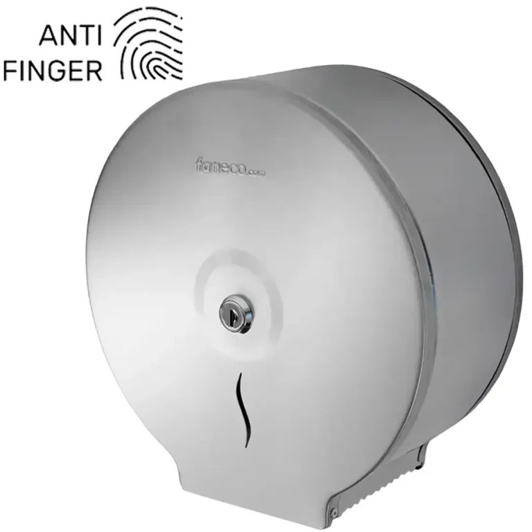 a silver toilet paper dispenser