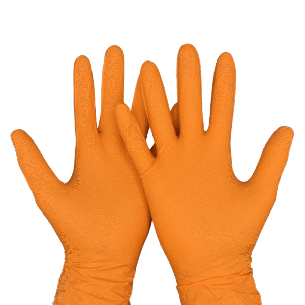 Оранжеви нитрилни ръкавици с диамантена текстура 50 бр