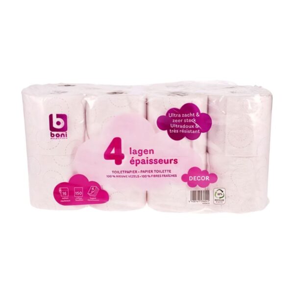 Тоалетна хартия Boni Décor – 4 слоя мекота и здравина, 16 ролки