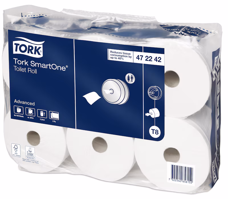 679998 tork-smartone-toaletna-hartiya-byala-t8 (2) Тоалетна Хартия Tork SmartOne Бяла T8, 2-пластова