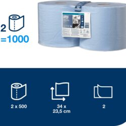 Tork Индустриалан Почистваща Хартия Синя W1/W2 – 170 м, QuickDry, 2 ролки