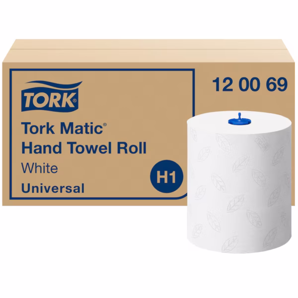 Санитарни консумативи за бизнеса Tork Matic Ролна хартия за ръце Бяла H1 – 150 м, 2-пластова
