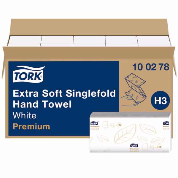 Tork Extra Soft Singlefold хартиени кърпи Бели H3 – Премиум, 3 000 бр.