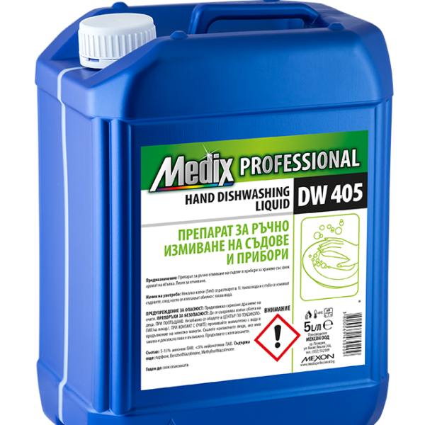 Санитарни консумативи за бизнеса MEDIX Professional DW 405 – препарат за ръчно измиване на съдове и прибори (зелен)