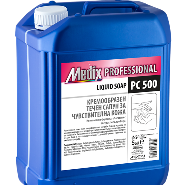 Санитарни консумативи за бизнеса MEDIX Professional LIQUID SOAP PC 500 – кремообразен течен сапун за чувствителна кожа (бял)