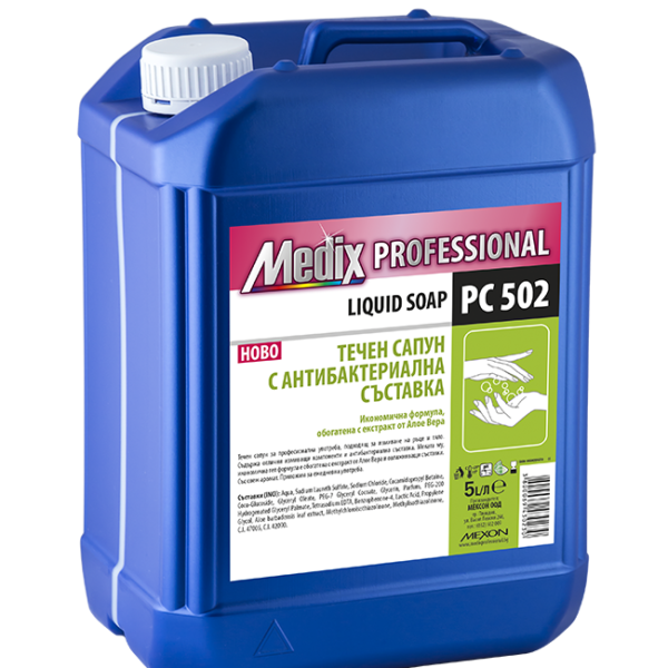 Санитарни консумативи за бизнеса MEDIX Professional LIQUID SOAP PC 502 – течен сапун с антибактериална съставка (зелен)