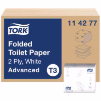 Tork сгъната тоалетна хартия T3, 2 пласта, бяла
