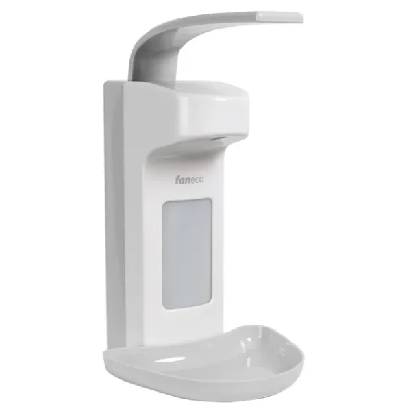Лакътен дозатор за сапун и дезинфектант Faneco MED, 500 ml, бял/сив ABS